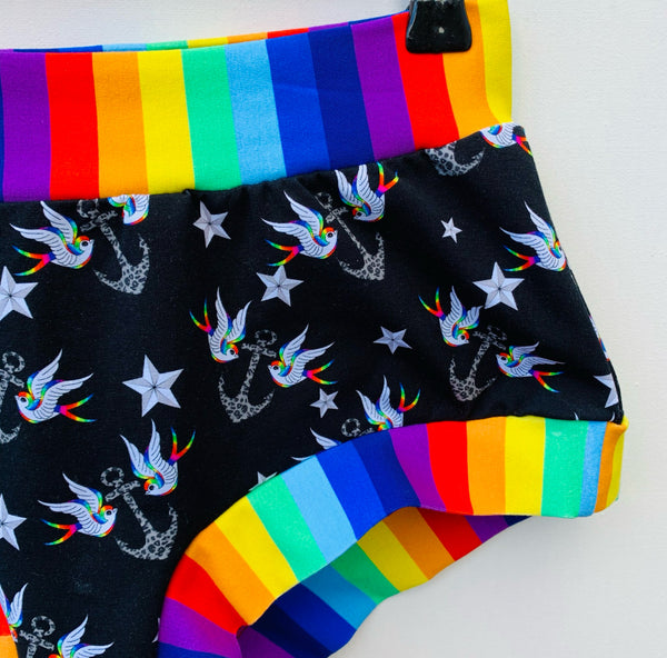 Extra small UK 4-6 Rainbow swallows Scrundies